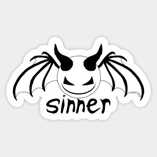 Smiley Sinner - Black on White Sticker